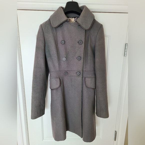 Gray Women's Tulle Pea Coat Size S - Picture 7 of 7